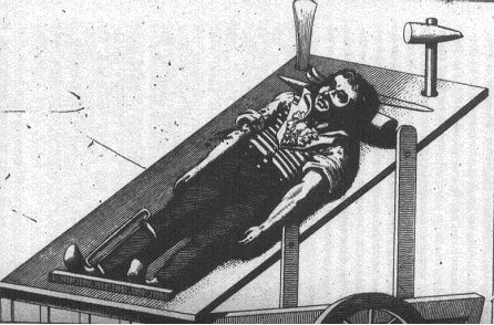 Williams' body on the cart (the alleged murder weapons are displayed above his head)